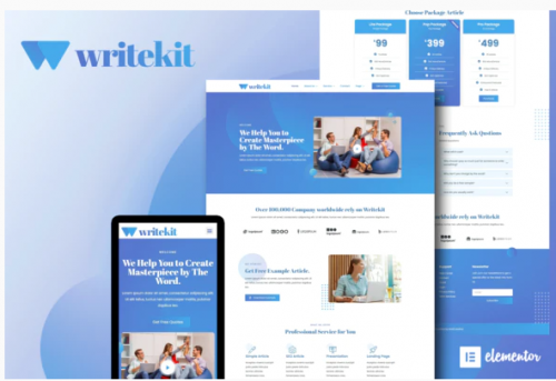 WriteKit Content Writing Services Agency Elementor Template Kit