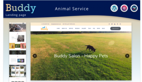 Buddy Animal Service Elementor Landing page WordPress theme