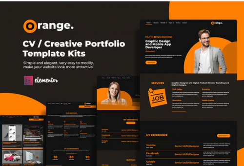 Orange CV/Creative Portfolio Elementor Template Kits