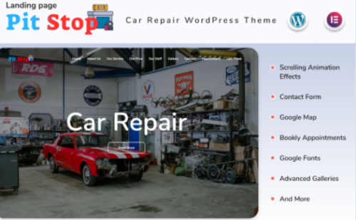 Pit Stop Car Repair Landing page WordPress Theme