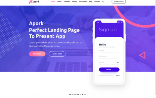 Apork Product Landing WordPress Theme