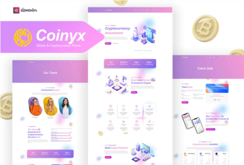 Coinyx - Cryptocurrency Blockchain & Bitcoin Elementor Template Kit