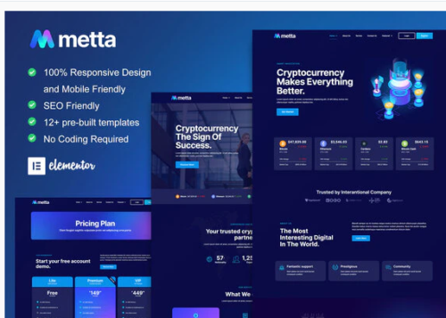 Metta - Cryptocurrency Blockchain & Bitcoin Elementor Template Kit