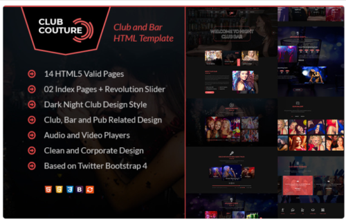 Club Couture - Night Club HTML Website Template