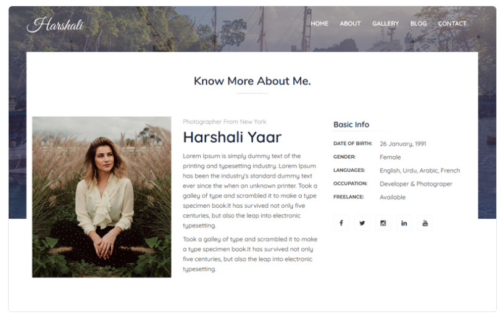 Harshali - FullScreen Photography Website Template