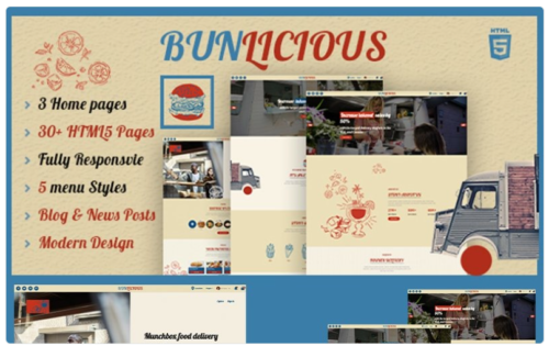 Bunlicious | Food truck and Restaurant HTML 5 Website Template