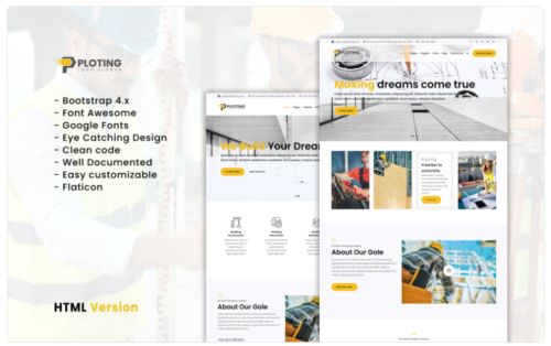 Ploting Construction & Architecture Company Responsive Multipage Website Template