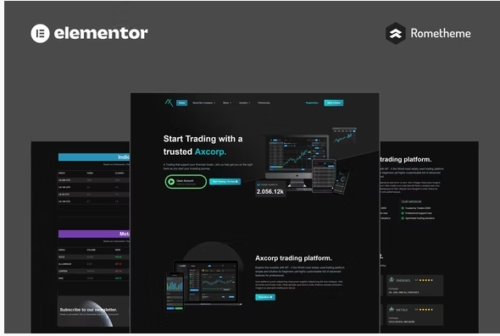 Axcorp - Trading & Investment Company Elementor Pro Full Site Template Kit
