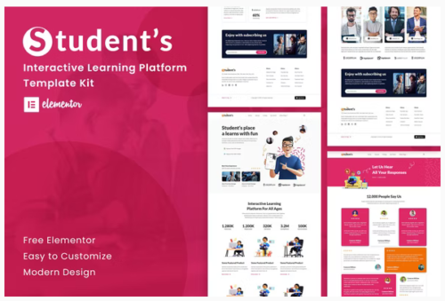 Student's Online e-Course Elementor Template Kit
