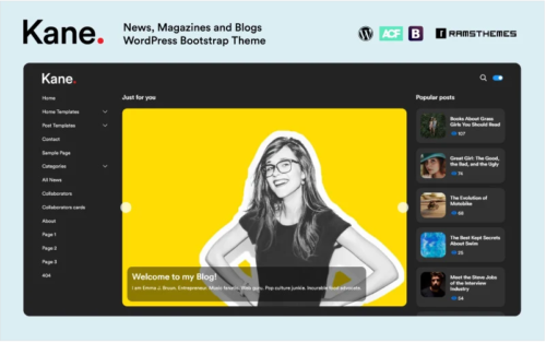 KANE - News Magazine Blog Bootstrap WordPress Theme