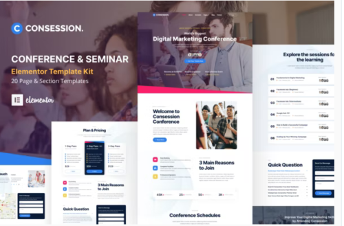 Consession - Conference & Seminar Elementor Template Kit