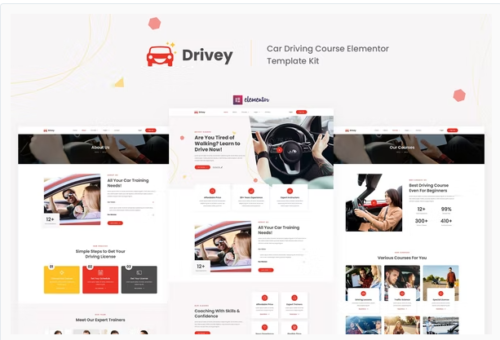 Drivey - Car Driving Course Elementor Template Kit