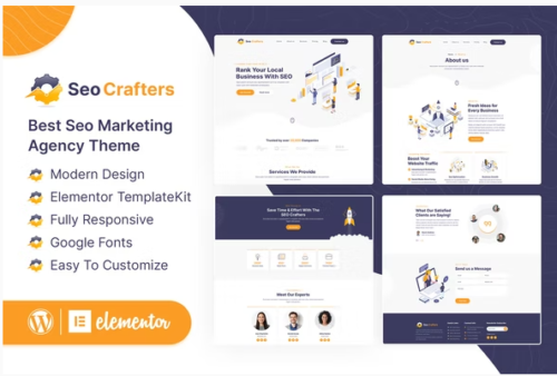 SEOCrafters - Marketing Agency Elementor Template Kit