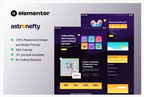 Astronefty - NFT Portfolio Elementor Template Kit