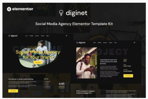 Diginet - Social Media Marketing Agency Elementor Template Kit