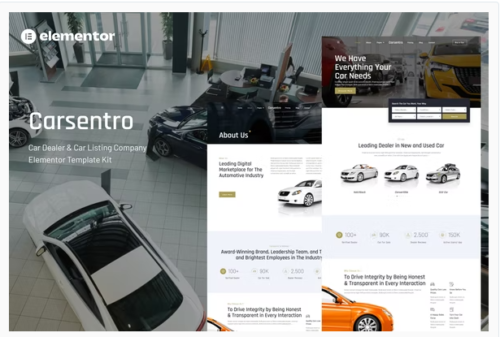 Carsentro - Car Dealer & Listing Company Elementor Template Kit