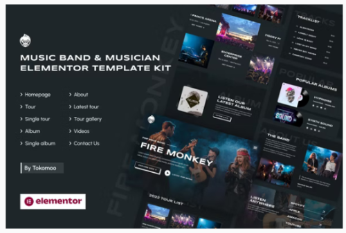 Fire Monkey | Music Band & Musician Elementor Template Kit