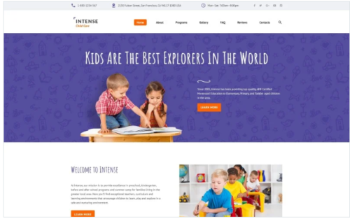 Intense Child Care Website Template