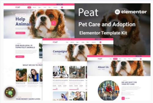 Peat - Pet Care & Adoption Elementor Template Kit