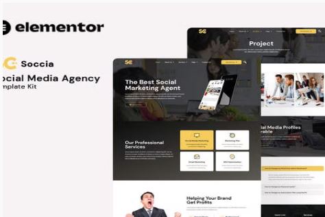 Soccia - Social Media Agency Elementor Template Kit