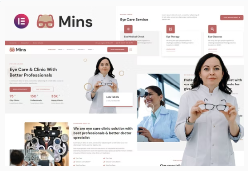 Mins - Eye Care Clinic Services Elementor Template Kit