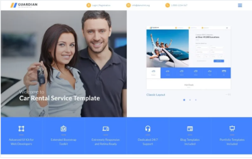 Guardian - Responsive Car Rental Company Multipage HTML Website Template