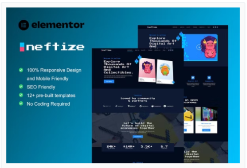 Neftize - NFT Portfolio & Digital Items Elementor Template Kit