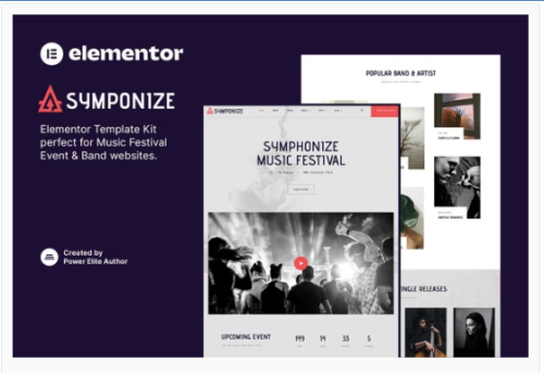 Symphonize – Music Festival Event & Band Elementor Template Kit