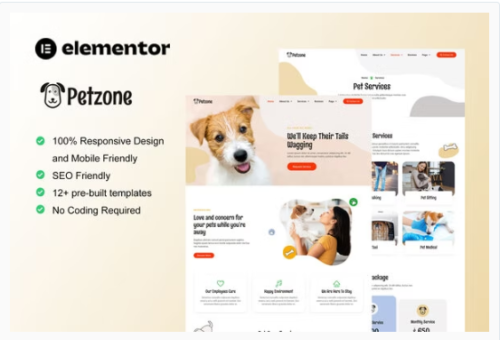 PetZone - Pet Care Services Elementor Template Kit