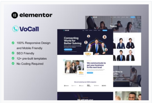 VoCall - Call Center & Telemarketing Elementor Template Kit