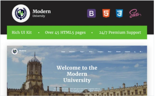 Modern University - University Or High-School Multipage Responsive HTML Website Template