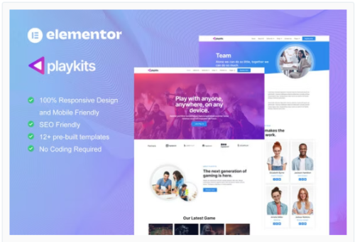 Playkits - Video Game Publisher & Shop Elementor Template Kit