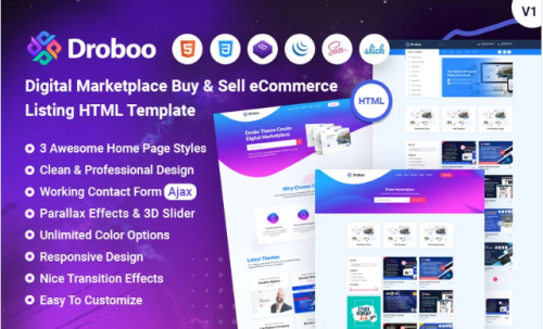 Droboo - Digital eCommerce Marketplace Online Shop HTML Website Template