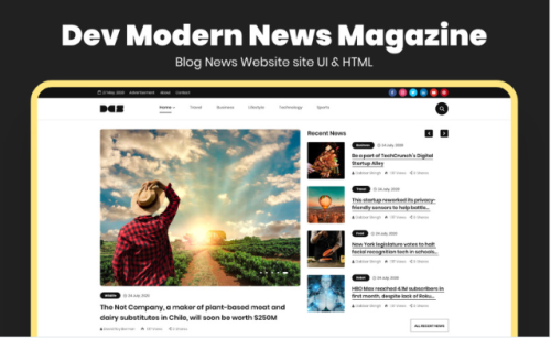 Dev Modern News Magazine Blog Website Template