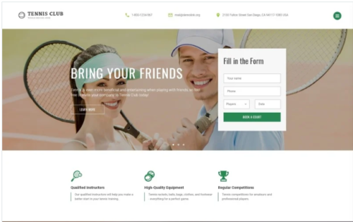 Tennis Club - Sports & Events Multipage Website Template