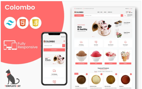 Colombo - Ice Cream Store | Multipurpose eCommerce Website HTML/Tailwind CSS Template