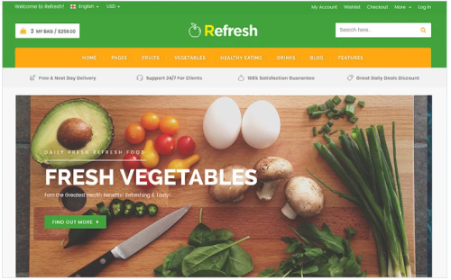 Refresh - Food & Restaurant Website Template
