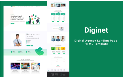 Diginet - Digital Agency Landing Page HTML Template