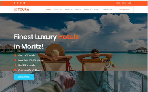 Toura - Travel Agency Booking Responsive Website Template