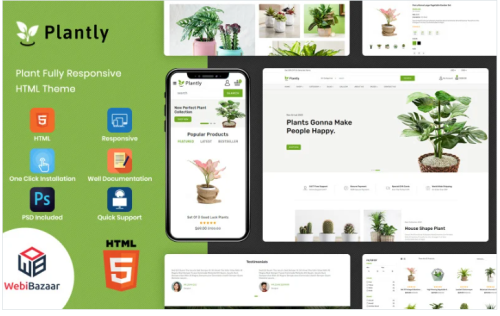 Plantly - Plants And Nursery HTML5 eCommerce Website template