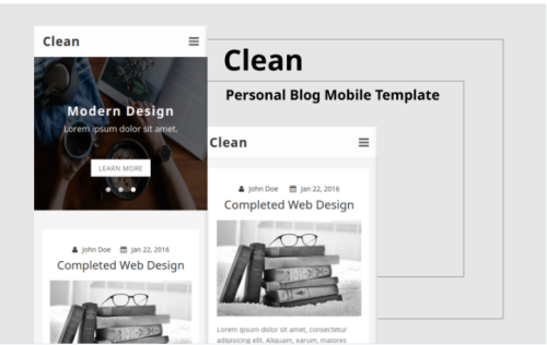 Clean - Personal Blog Mobile Website Template