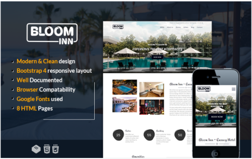 Bloom Inn | Hotel, Restaurant and Resort Website Template