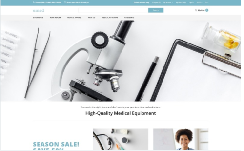 Emed - Medical Equipment Multipage Clean OpenCart Template