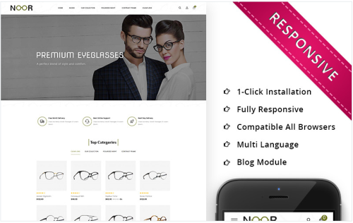 Noor - The Optical Shop Responsive OpenCart Template