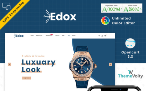 Edox Watch Store Theme OpenCart Template
