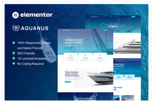 Aquanus - Yacht Club & Boat Rental Elementor Template Kit