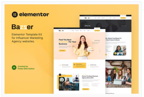 Bazzer – Influencer Marketing Agency Elementor Template Kit