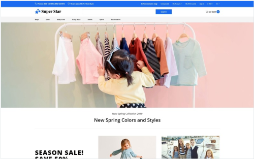 Super Star - Kids Fashion Store Clean OpenCart-sjabloon