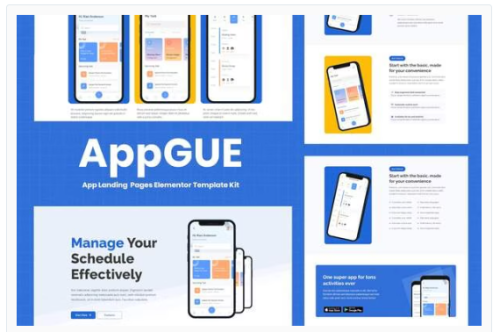 AppGUE - Mobile App Showcase Elementor Pro Template Kit