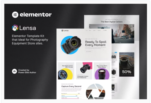Lensa – Camera & Photography Equipment Store Elementor Template Kit